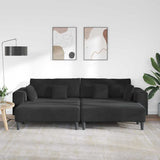 Velvet Sofa with Cushion 3 pcs Black 208 cm Velvet - Side View