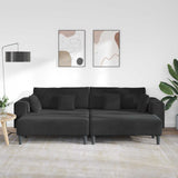 Sofa with Cushion 3 pcs Black Velvet - Side View