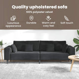Sofa 3 pcs Black 250 x 188 x 76 cm Velvet - Close-Up Angle