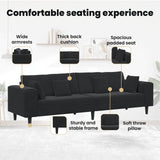 Sofa 3 pcs Black 250 x 188 x 76 cm Velvet - Low Angle