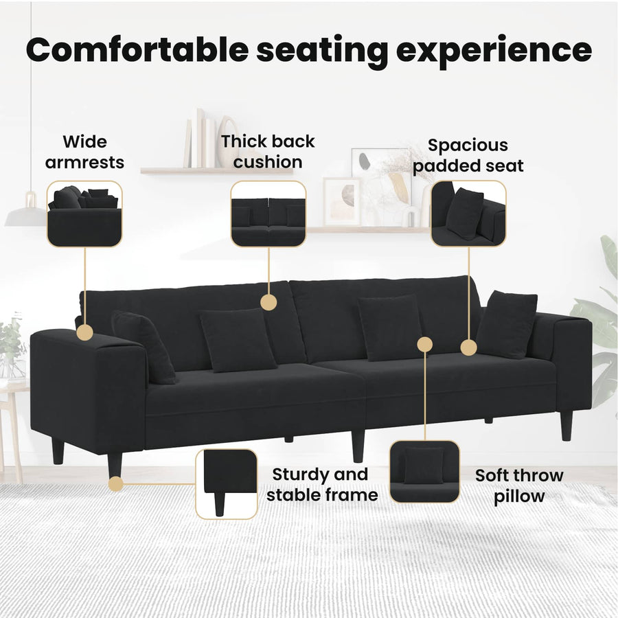 Sofa 3 pcs Black Velvet