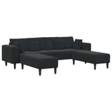 Sofa with Cushion 3 pcs Black Velvet - Front View