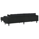 Velvet Sofa with Cushion 3 pcs Black 208 cm Velvet - Rear View