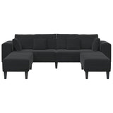 Velvet Sofa with Cushion 3 pcs Black 208 cm Velvet - Top-Down View