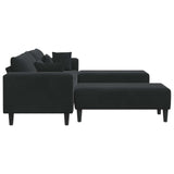 Sofa with Cushion 3 pcs Black Velvet - 45-Degree Angle