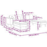 Velvet Sofa with Cushion 3 pcs Black 208 cm Velvet - Extra Image