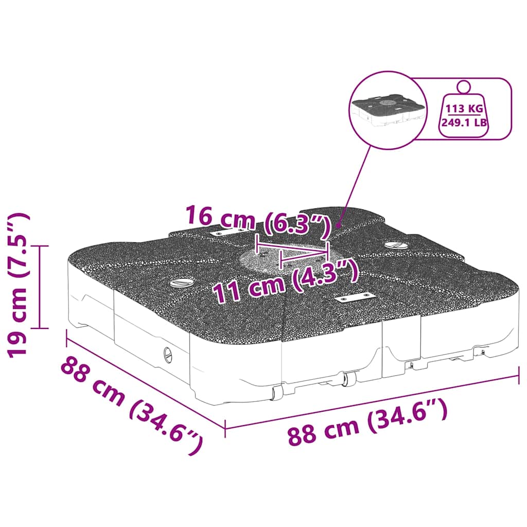 Cantilever Umbrella Base Black 86 x 86 x 19 cm