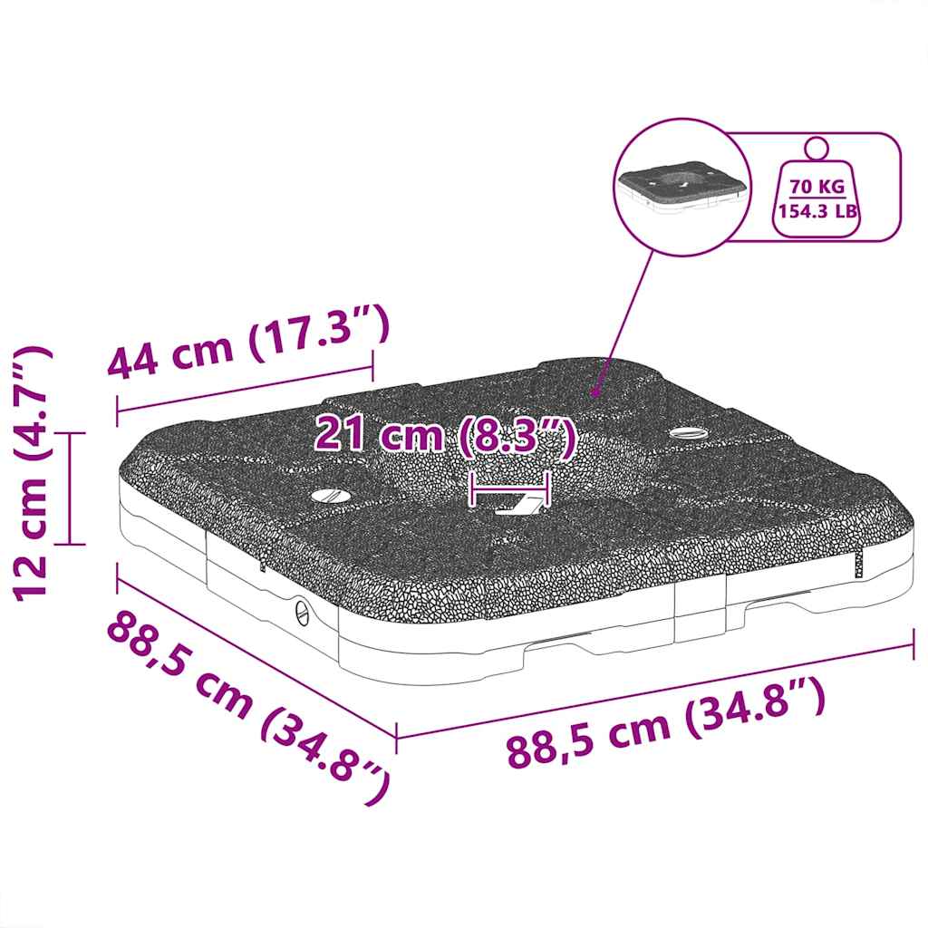 Cantilever Umbrella Base Black 88,5 x 88,5 x 12 cm