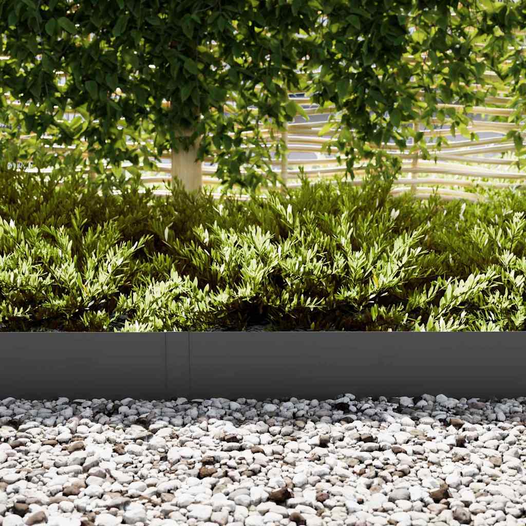 Lawn Edging 50 pcs Black 100 x 0.05 x 20 cm Cold Rolled Steel