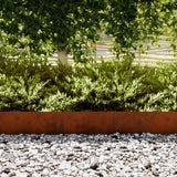 Lawn Edging 50 pcs Brown 100 x 0.05 x 20 cm Weathering Steel - Side View