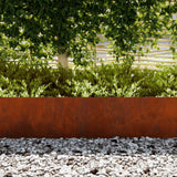 Lawn Edging 50 pcs Rusty 100 x 0.05 x 30 cm Weathering Steel - Side View