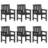Garden Chair 6 pcs Black 65.5 x 59 x 88 cm Polyethylene - Front View