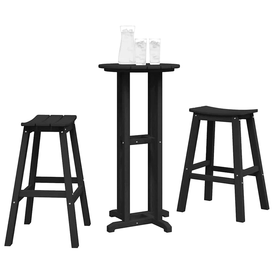 Garden Bar Set 3 pcs Black HDPE
