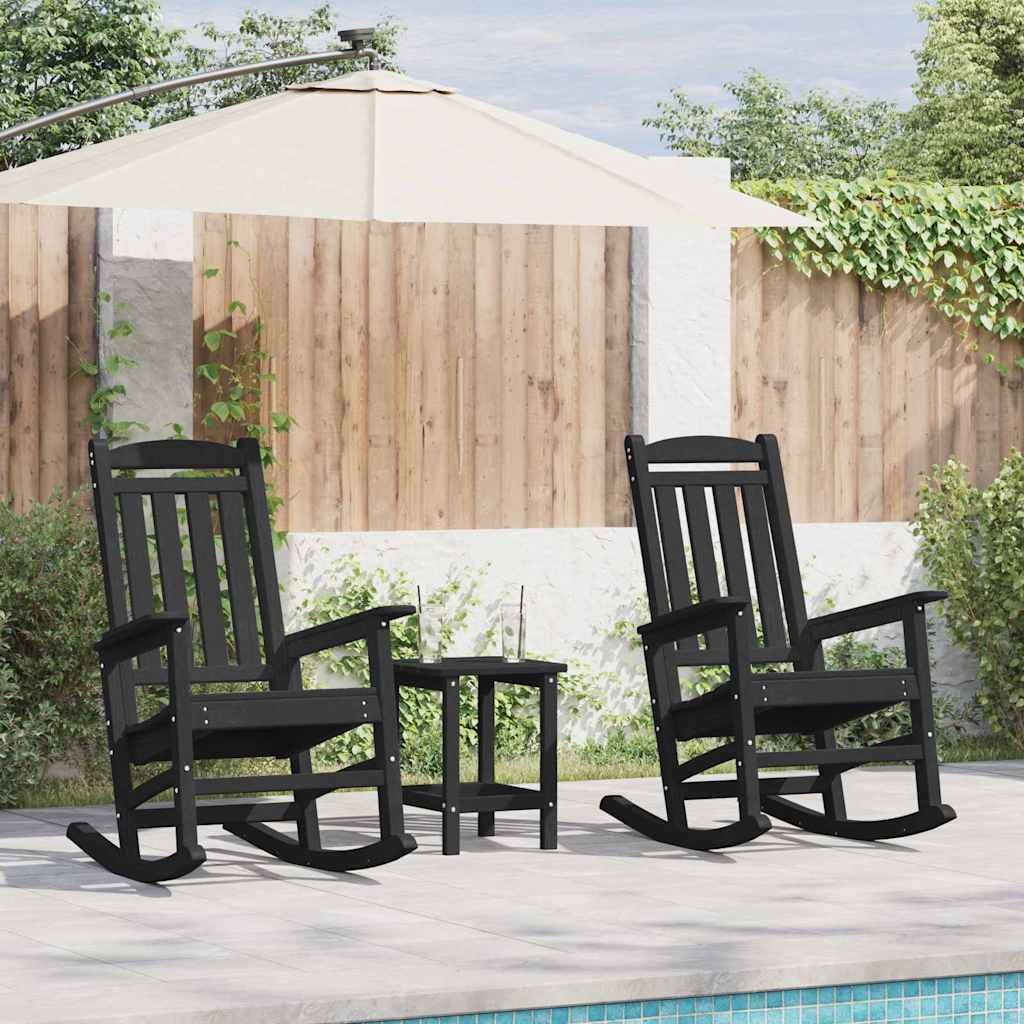 Rocking Chair 2 pcs Black 92 x 70 x 108 cm Polyethylene