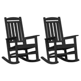 Garden Rocking Chair 2 pcs Black 70 x 92 x 108cm Plastic - Front View