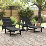 Garden Lounge Furniture Reclining 2 pcs Black 53 x 195.5 x 30cm - Side View