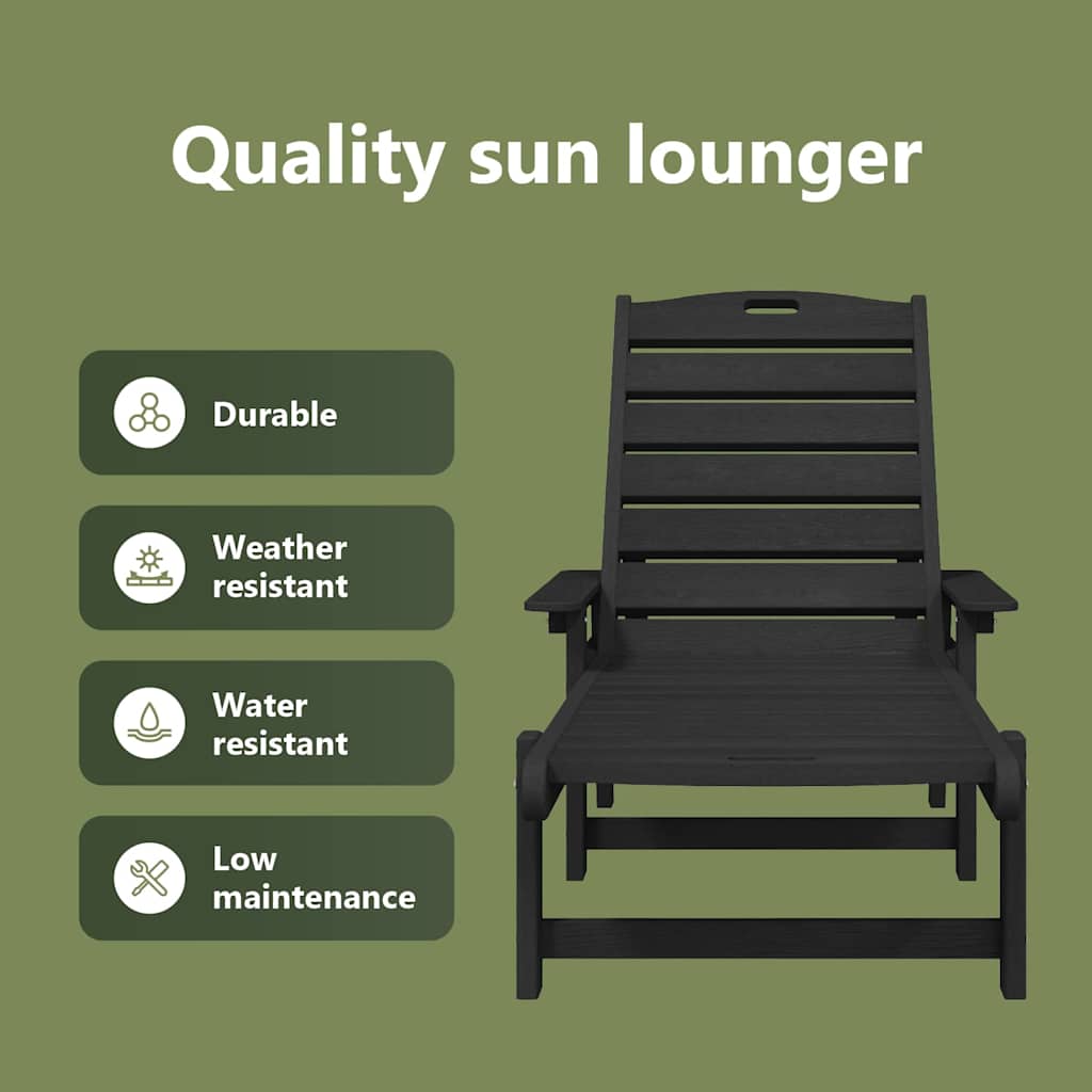 Sun Lounger 2 pcs Black 195.5 x 53 x 98.5 cm Polyethylene