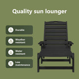 Sun Lounger 2 pcs Black 195.5 x 53 x 98.5 cm Polyethylene - Close-Up Angle