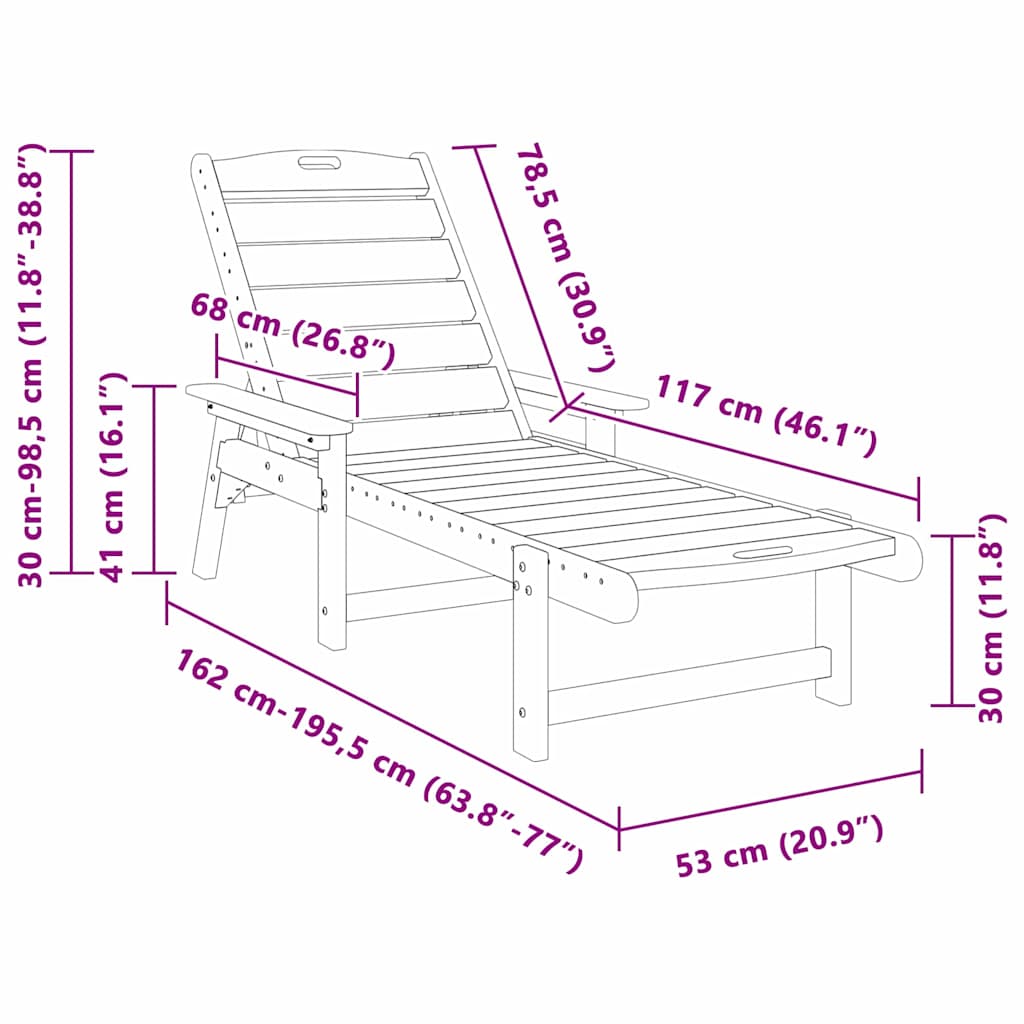 Sun Lounger 2 pcs Polyethylene Black