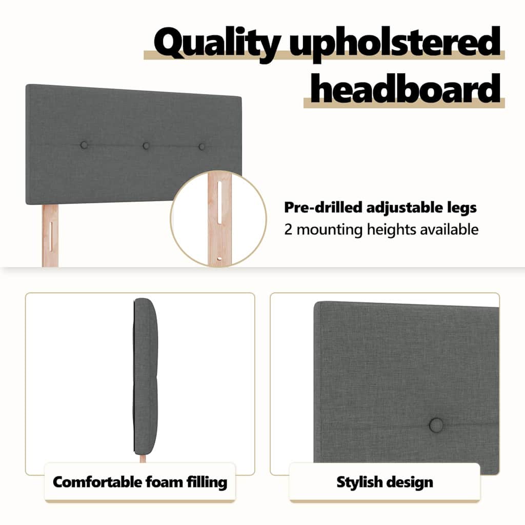 Height-Adjustable Headboard Dark Grey 100 cm Fabric