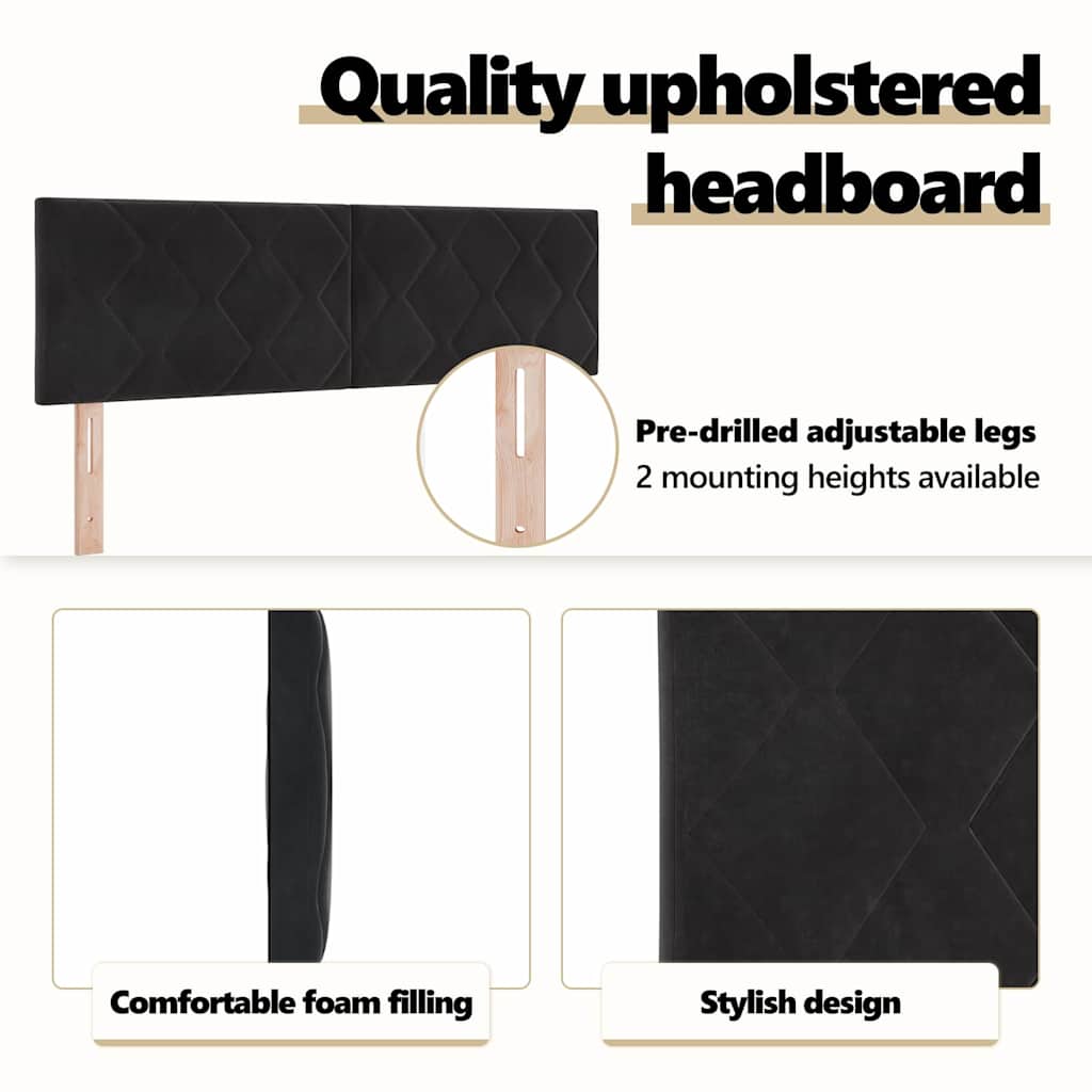 Headboard Black 144 cm Velvet