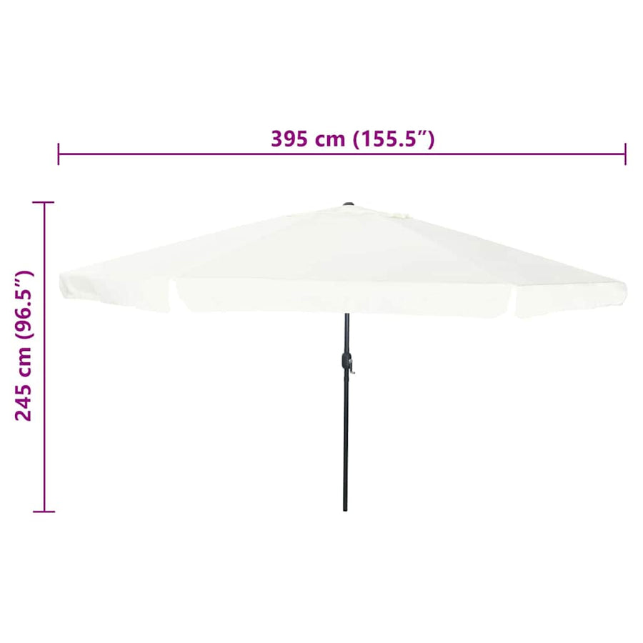 Garden Parasol 394 x 394 x 248 cm Polyester and Steel Sand