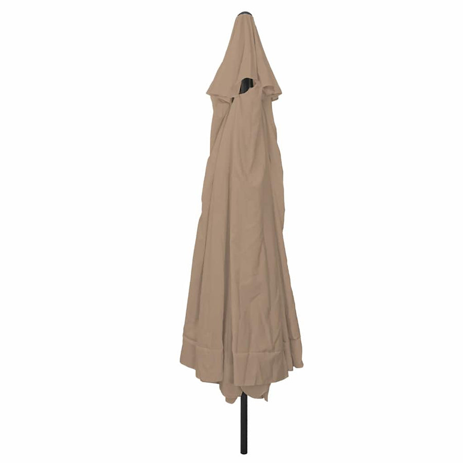 Garden Parasol 394 x 394 x 248 cm Polyester and Steel Taupe