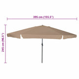 Garden Parasol Taupe 394 x 394 x 248 cm Polyester and Steel
