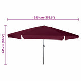 Garden Parasol Red and Black 395 x 395 x 245 cm - Close-Up Angle