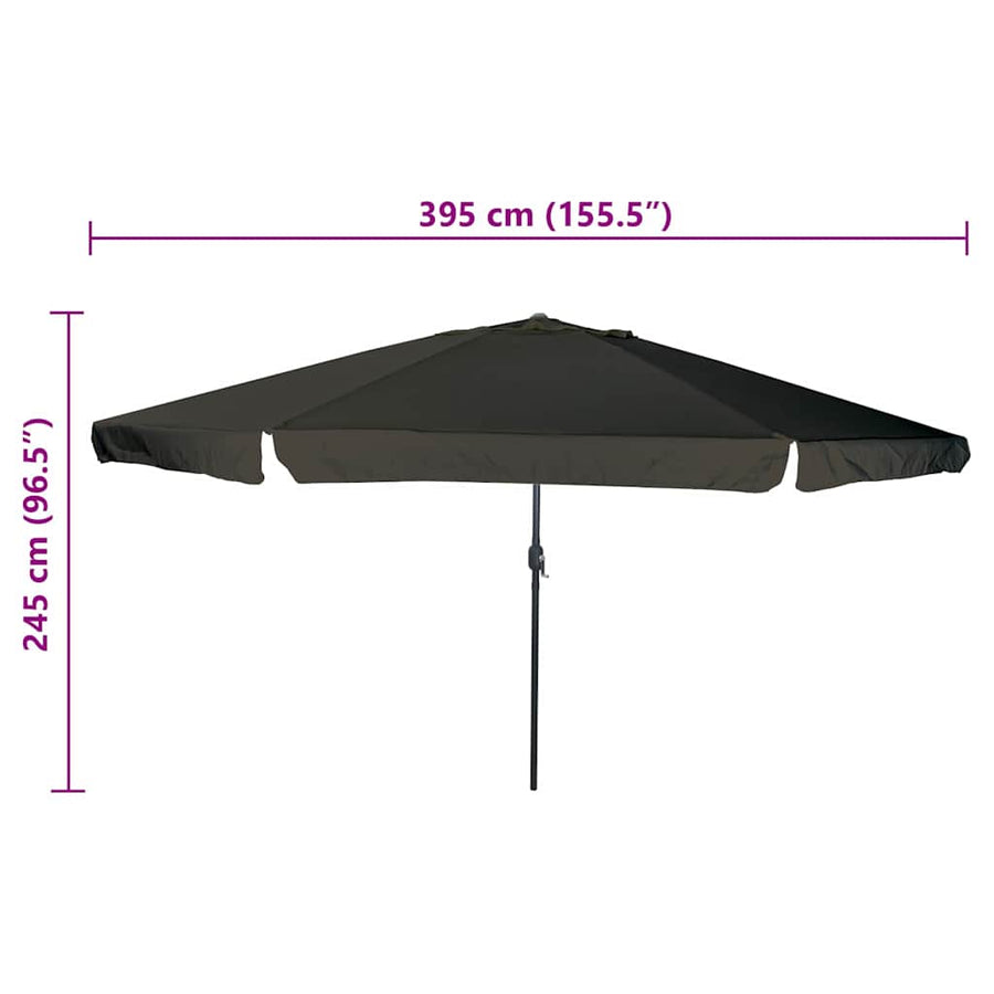 Garden Parasol 394 x 394 x 248 cm Polyester and Steel Black
