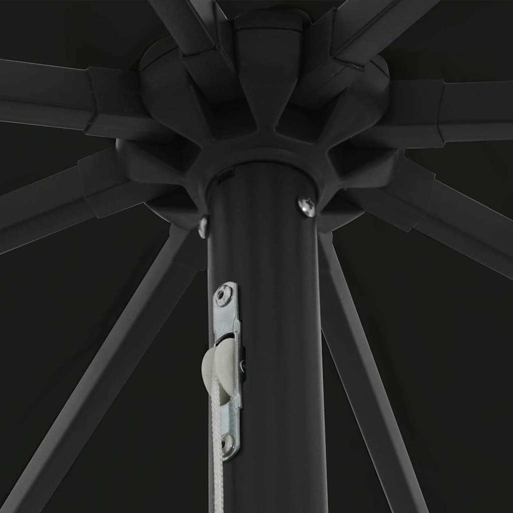 Garden Parasol Black 395 x 395 x 245 cm Polyester and Steel