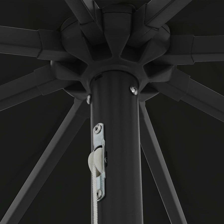 Garden Parasol 395 x 395 x 245 cm Polyester Round Black