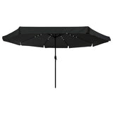 Garden Parasol Black 395 x 395 x 245 cm Polyester and Steel - Side View