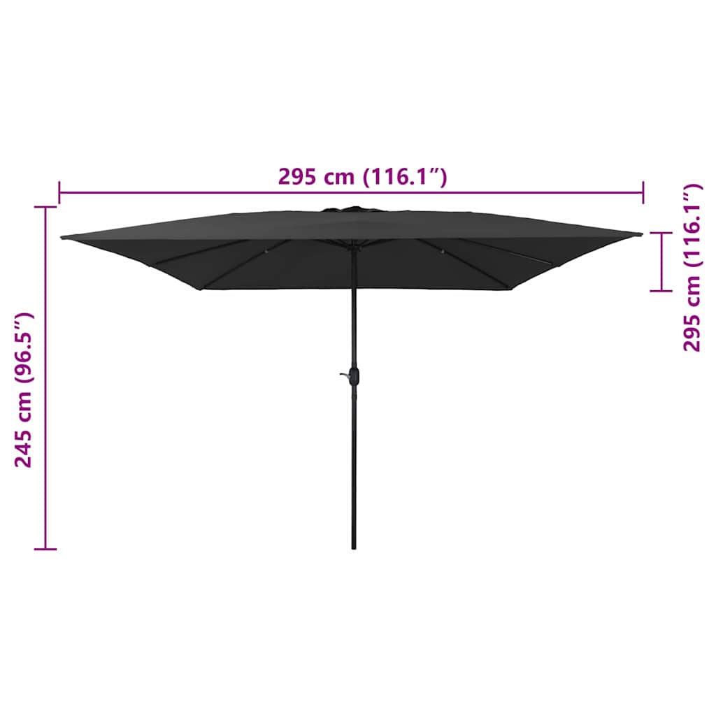 Garden Parasol Anthracite and Black 295 x 295 x 245 cm