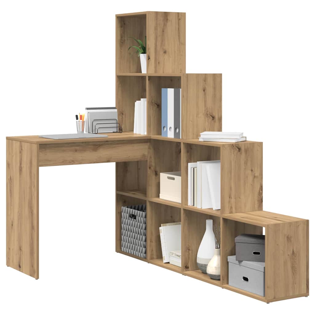 Corner Desk with Shelf Artisan oak 101.5 x 149.5 x 149.5 cm