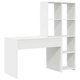 Desk with Shelf White 138.5 x 55 x 143 cm Engineered wood - Close-Up Angle