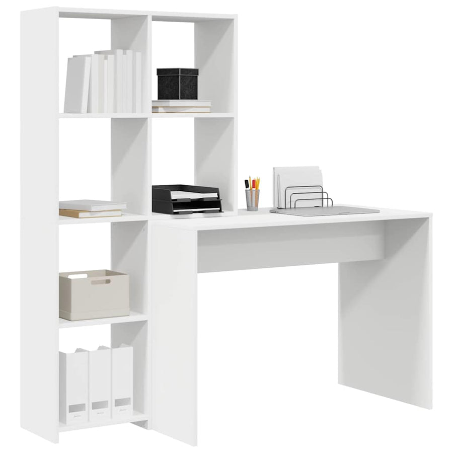 Desk with Shelf White 138,5 x 55 x 143 cm Engineered Wood