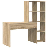 Desk with Shelf Sonoma oak 138.5 x 55 x 143 cm Engineered wood - Close-Up Angle