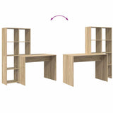 Desk with Shelf Sonoma oak 138.5 x 55 x 143 cm Engineered wood - Extra Image