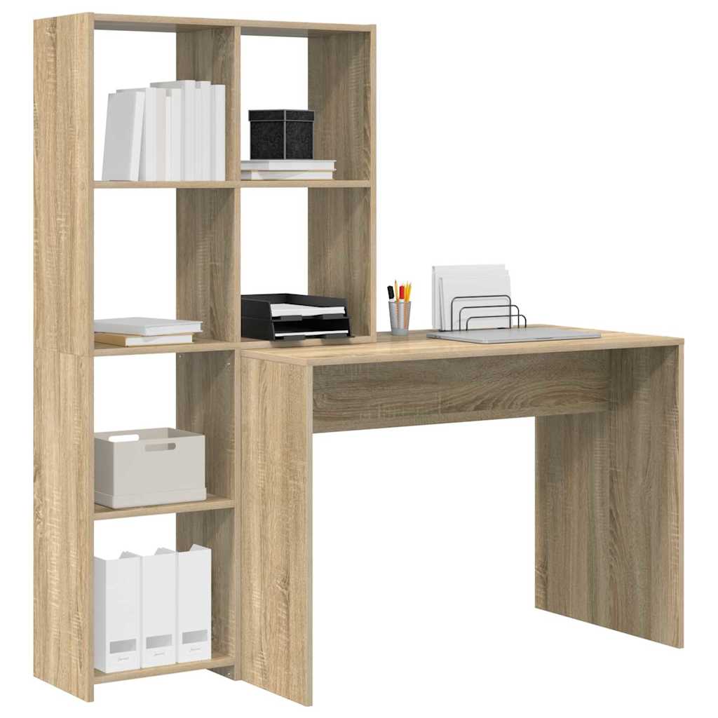 Desk with Shelf Sonoma oak 138.5 x 55 x 143 cm Engineered wood