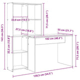 Desk with Shelf Sonoma Oak 138,5 x 55 x 143 cm Engineered Wood