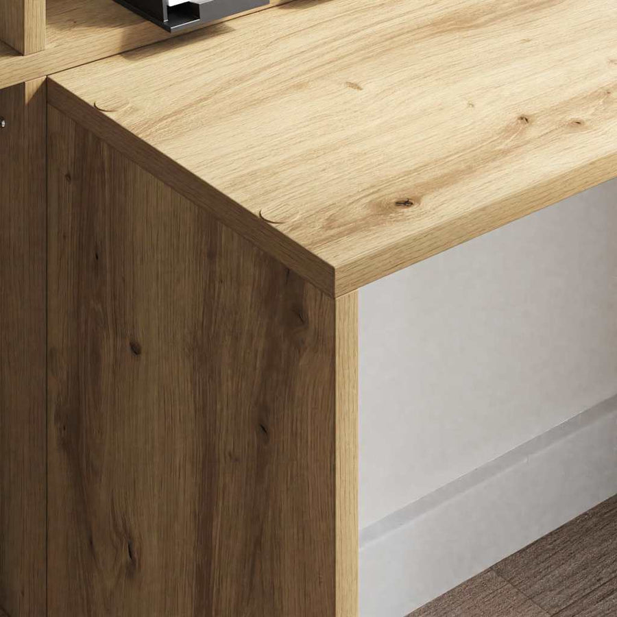Desk with Shelf Artisan Oak 138,5 x 55 x 143 cm Engineered Wood