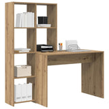 Desk with Shelf Artisan oak 138.5 x 55 x 143 cm Engineered wood - Side View