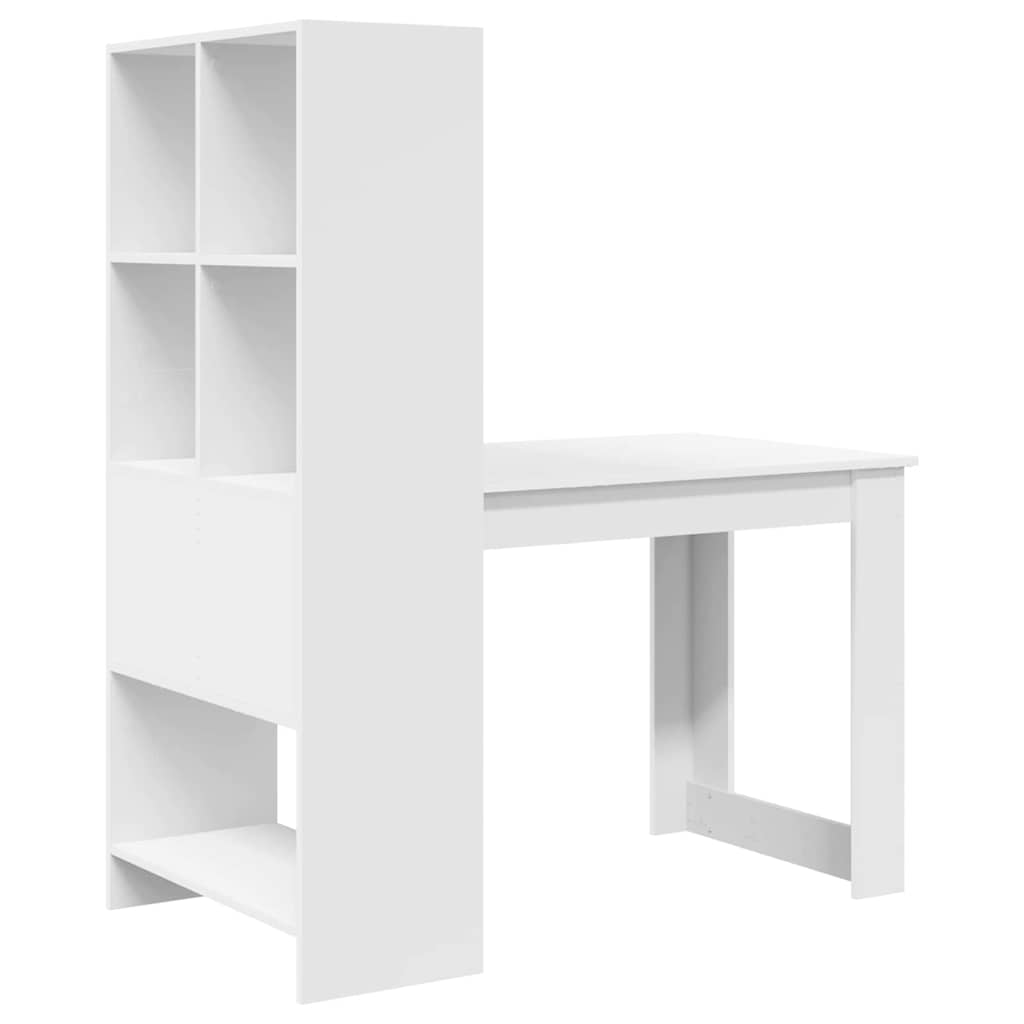 Desk with Shelf White 122 x 67 x 145 cm Engineered Wood