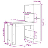 Desk with Shelf White 122 x 67 x 145 cm Engineered Wood