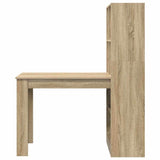 Desk with Shelf Sonoma oak 122 x 67 x 145 cm Engineered Wood - 45-Degree Angle