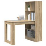 Desk with Shelf Sonoma oak 122 x 67 x 145 cm Engineered Wood - Side View