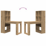 Desk with Shelf Artisan oak 122 x 67 x 145 cm Engineered Wood - Extra Image