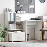 Desk with Drawer White 131,5 x 50 x 106,5 cm Engineered Wood
