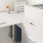 Corner Desk with Drawer with Shelf White 102 x 88 x 75 cm